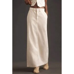Reformation Myles Denim Maxi Skirt Women 24 Creme High Rise Organic Cotton Long